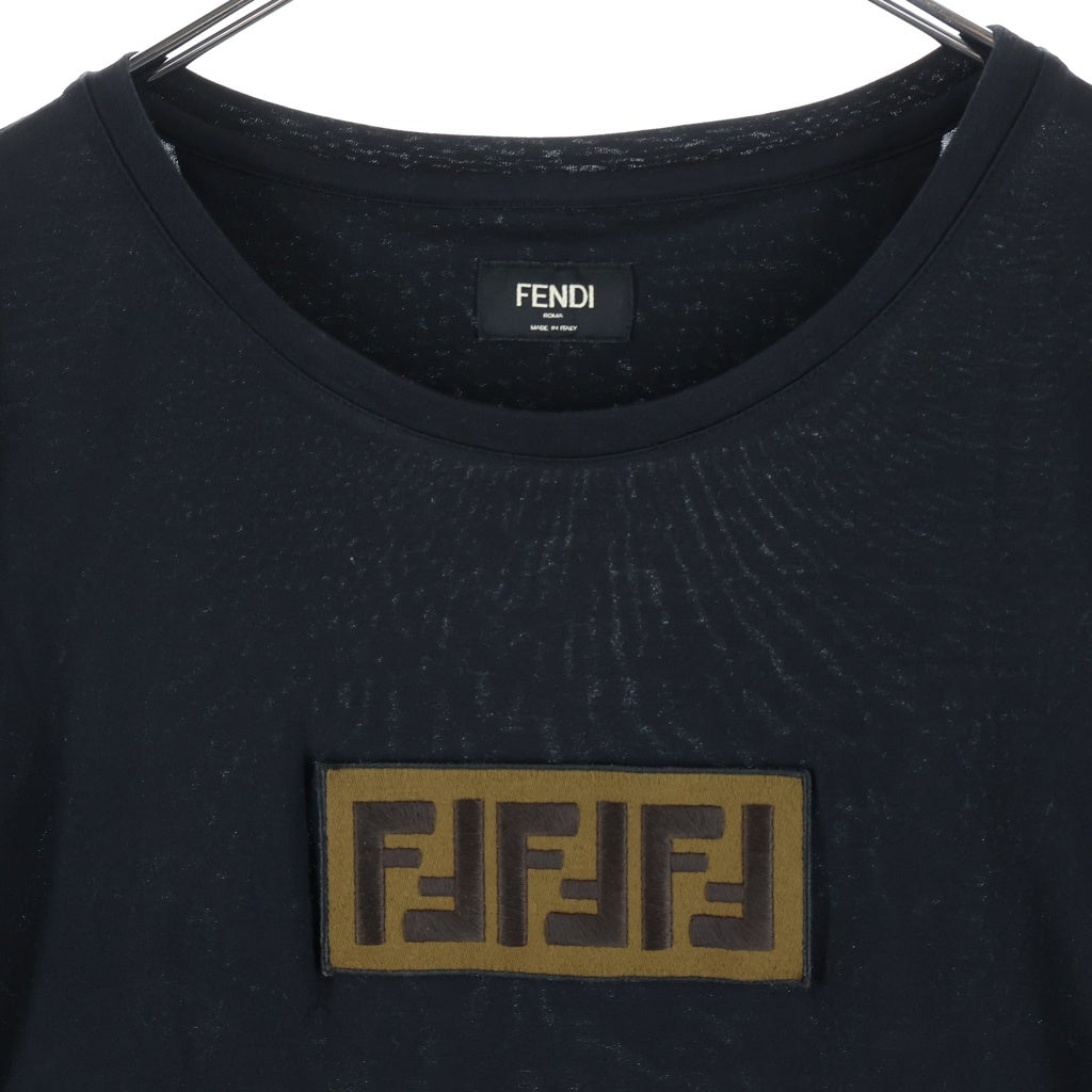 FENDI(フェンディ) ボックスロゴクルーネック半袖Tシャツ カットソー ブラック FY0894 A28U レディース