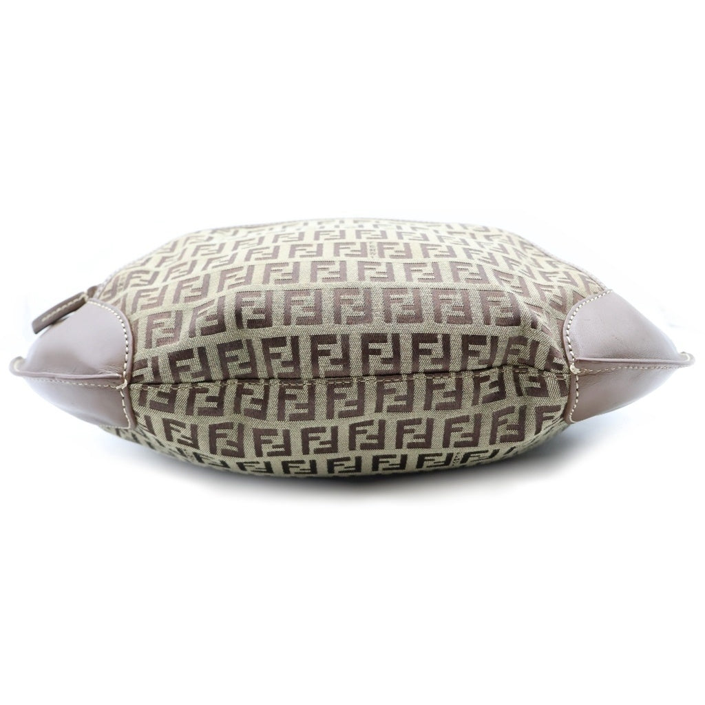 FENDI(フェンディ) ズッキーノ ズッカ柄 ワンショルダーバッグ ハンドバッグ ブラウン キャンバス×レザー 8BR465 ゴールド金具 レディース