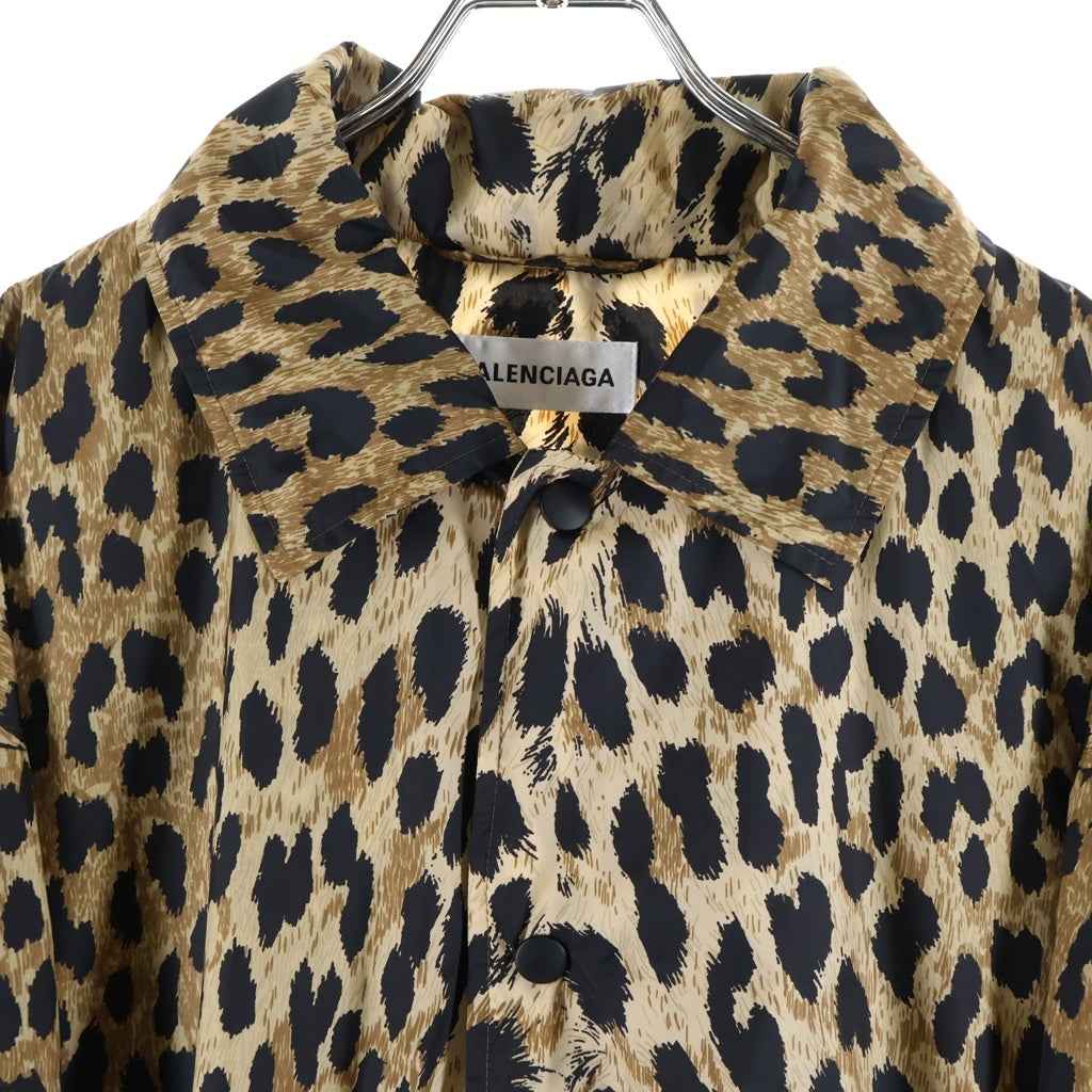 BALENCIAGA(バレンシアガ) 20SS Leopard Print Nylon Jacket レオパードプリント ナイロン コーチジャケット スナップボタン ブラウン/ブラック 571092 TGL34
