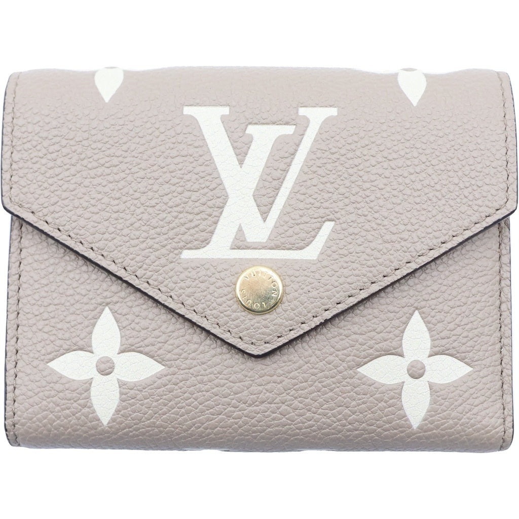 LOUIS VUITTON(ルイヴィトン) モノグラムアンプラント ポルトフォイユ ヴィクトリーヌ コンパクトウォレット 三つ折り財布 ベージュ レザー M81861 ゴールド金具 レディース