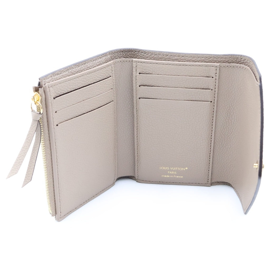 LOUIS VUITTON(ルイヴィトン) モノグラムアンプラント ポルトフォイユ ヴィクトリーヌ コンパクトウォレット 三つ折り財布 ベージュ レザー M81861 ゴールド金具 レディース