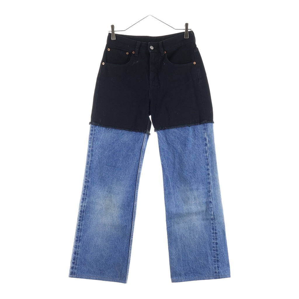 MM6 Maison Margiela(エムエムシックスメゾンマルジェラ) コントラスト パネル ジーンズ パンツ 綿 ブラック/ブルー S52LA0142 レディース