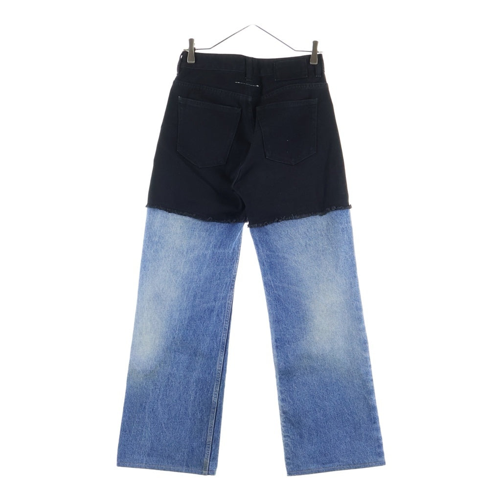 MM6 Maison Margiela(エムエムシックスメゾンマルジェラ) コントラスト パネル ジーンズ パンツ 綿 ブラック/ブルー S52LA0142 レディース