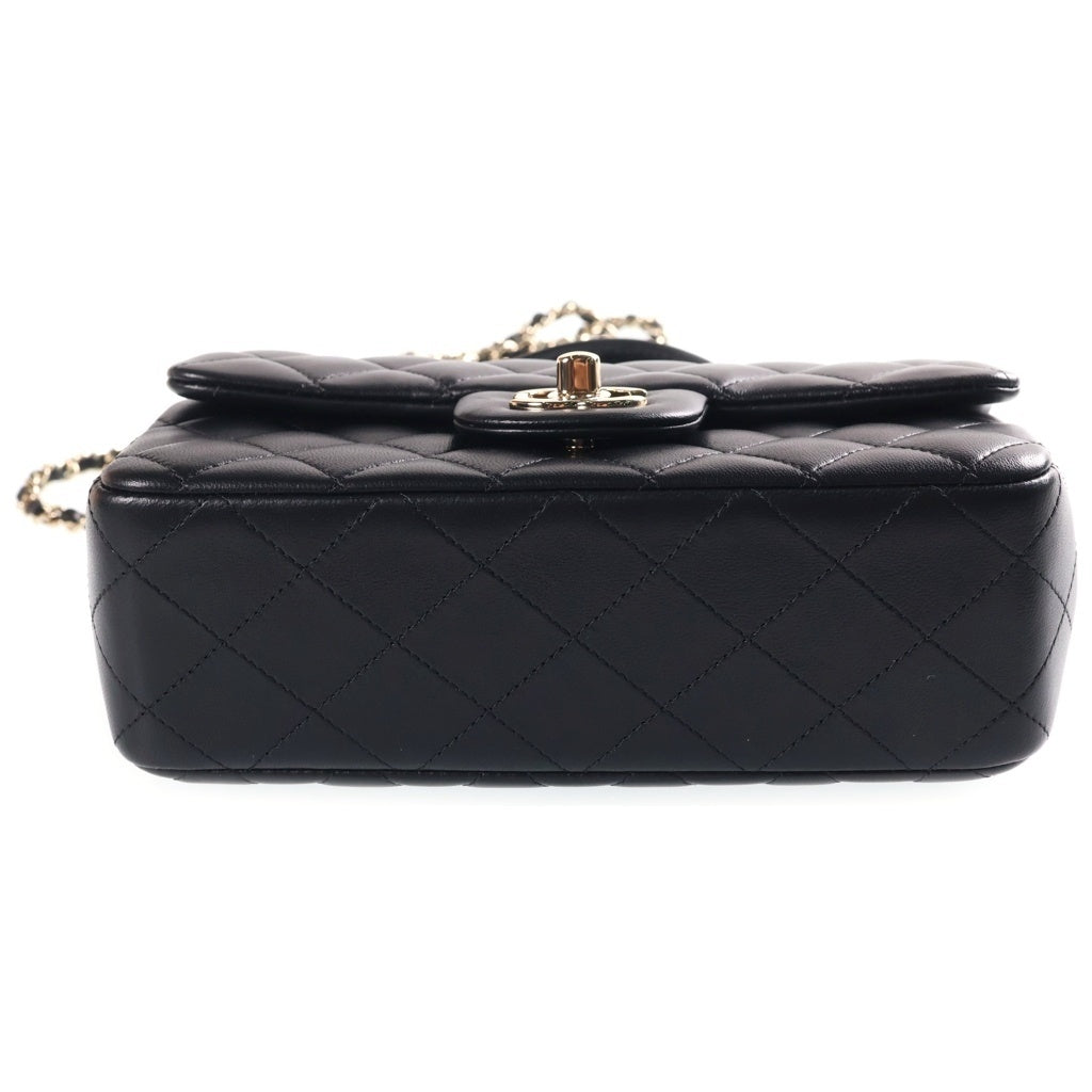 CHANEL(シャネル) マトラッセ20 トップハンドル 2WAY ハンドバッグ ショルダーバッグ ブラック ラムスキン ゴールド金具 プレート AS2431 レディース