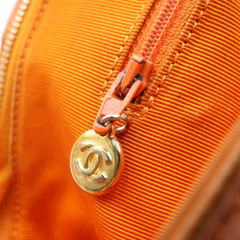 CHANEL(シャネル) ココマーク デカココ レザー ハンド トートバッグ ゴールド金具 オレンジ 4番台 レディース