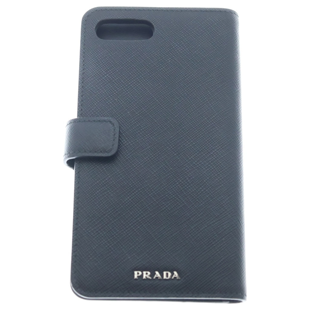 PRADA(プラダ) IPhone8plus ケース 7plusケース 手帳型 サフィアーノ レザー ブラック 2ZH038 レディース
