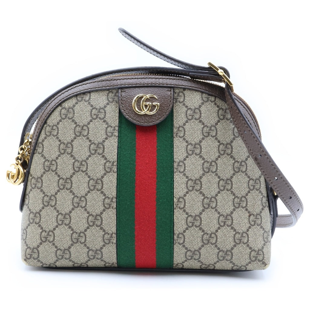 GUCCI(グッチ) GGスプリーム オフィディア ショルダーバッグ ベージュ×ブラウン PVC×レザー 499621 ゴールド金具 レディース
