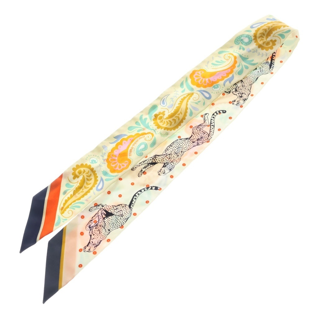 HERMES(エルメス) ツイリー GUEPARDS BANDANA チーター スカーフ シルク グリペール/ルージュアッシュ/マルチカラー レディース