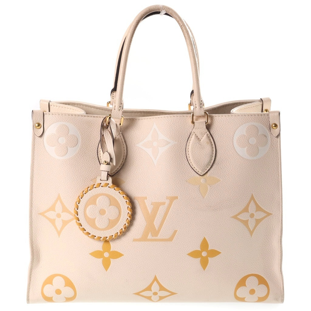 LOUIS VUITTON(ルイヴィトン) モノグラム・アンプラント オンザゴーMM ハンドバッグ クレームサフラン ベージュ レザー M45717 ゴールド金具 レディース