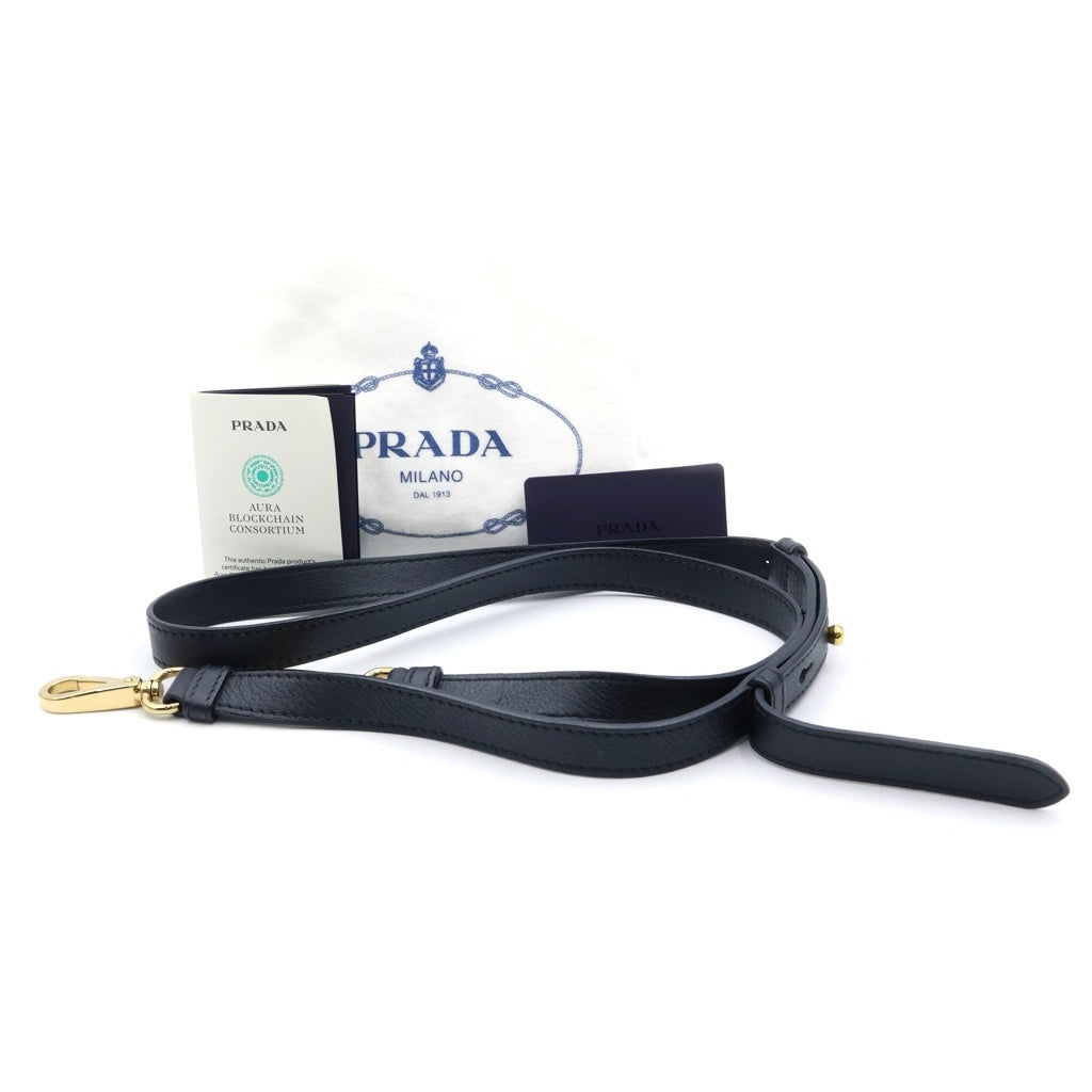 PRADA(プラダ) バックル ダブルベルト付 スモール ハンドバッグ 2WAY ソフトグレインレザー ブラック 1BA418 レディース