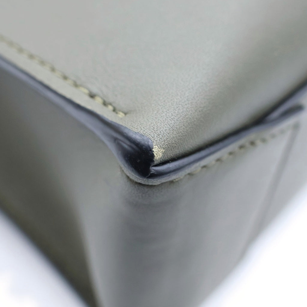 LOEWE(ロエベ) バックル ホリゾンタル トートバッグ ビジネスバッグ アナグラム カーキ グリーン クラシックカーフ B692K96X06 シルバー金具