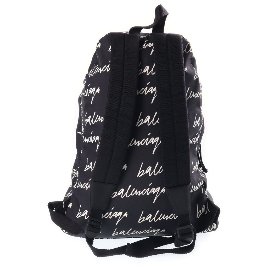 BALENCIAGA(バレンシアガ) ロゴ総柄リュックサック バックパック ブラック 507460 シルバー金具