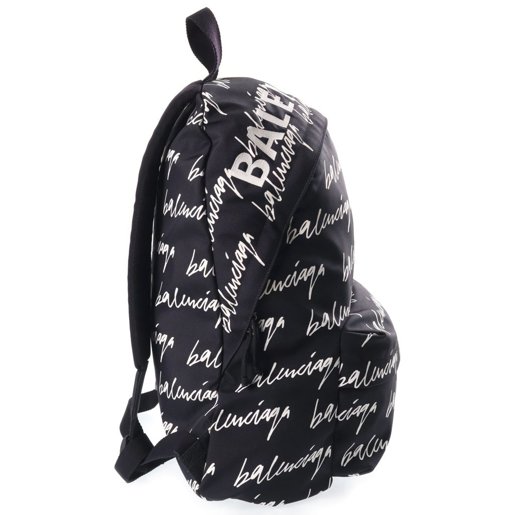 BALENCIAGA(バレンシアガ) ロゴ総柄リュックサック バックパック ブラック 507460 シルバー金具