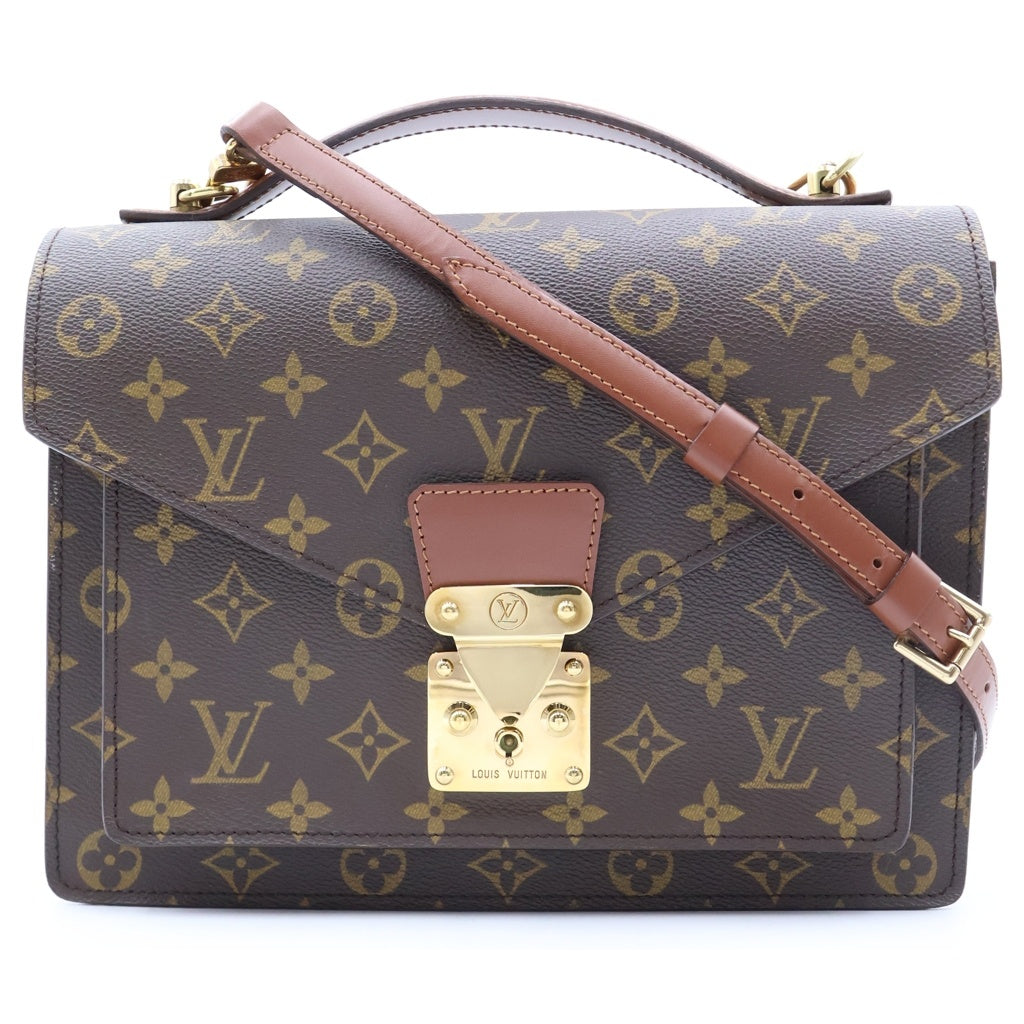LOUIS VUITTON(ルイヴィトン) モノグラム モンソー28 ショルダーバッグ ブラウン PVCレザー M51185 ゴールド金具 レディース