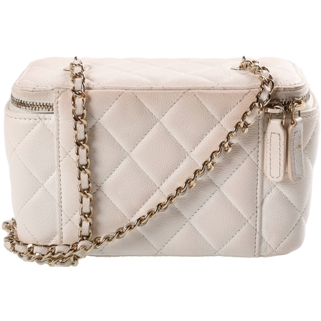 CHANEL(シャネル) ココマーク バニティ チェーンショルダーバッグ ホワイト キャビアスキン AP1341 ゴールド金具 レディース