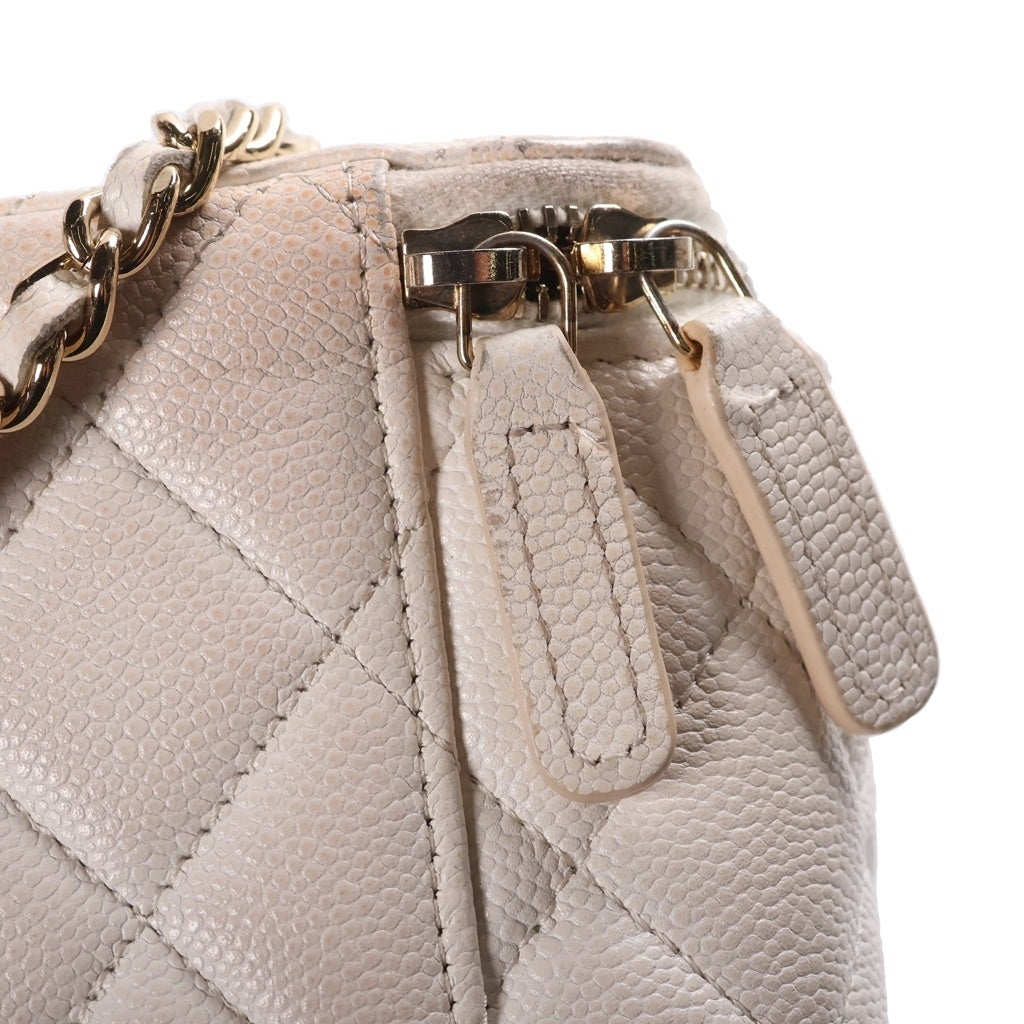 CHANEL(シャネル) ココマーク バニティ チェーンショルダーバッグ ホワイト キャビアスキン AP1341 ゴールド金具 レディース