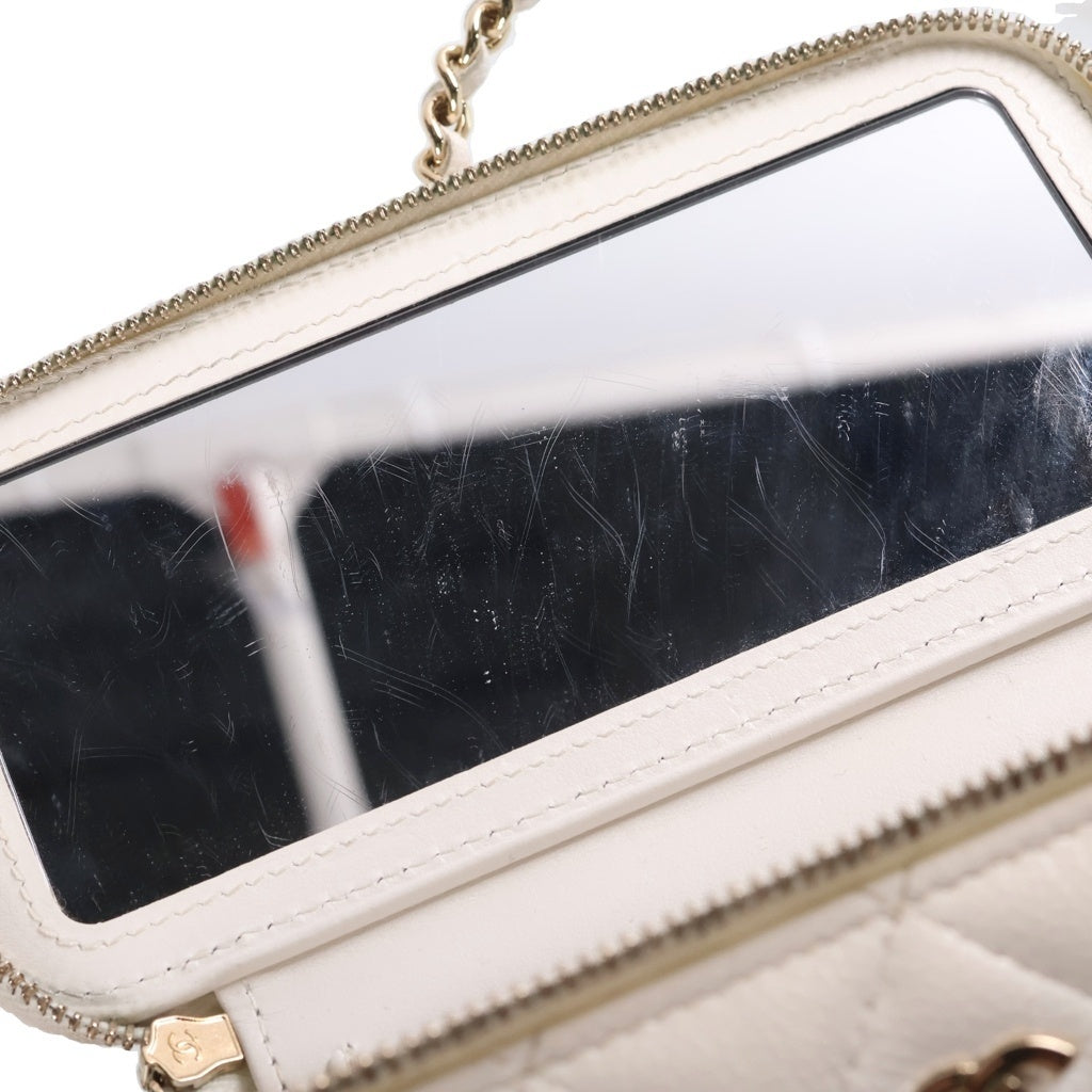 CHANEL(シャネル) ココマーク バニティ チェーンショルダーバッグ ホワイト キャビアスキン AP1341 ゴールド金具 レディース