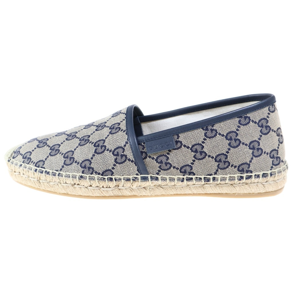 GUCCI(グッチ) GGキャンバス エスパドリーユ スリッポン シューズ ベージュ×ネイビー レザー×キャンバス #8 466903