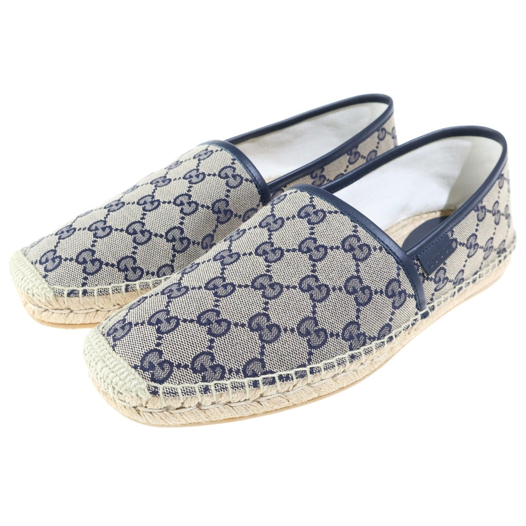 GUCCI(グッチ) GGキャンバス エスパドリーユ スリッポン シューズ ベージュ×ネイビー レザー×キャンバス #8 466903