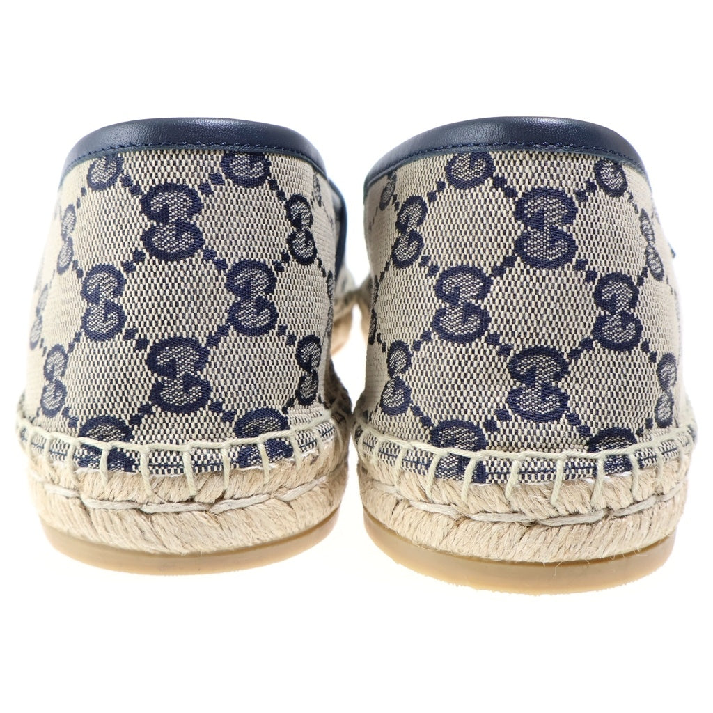 GUCCI(グッチ) GGキャンバス エスパドリーユ スリッポン シューズ ベージュ×ネイビー レザー×キャンバス #8 466903