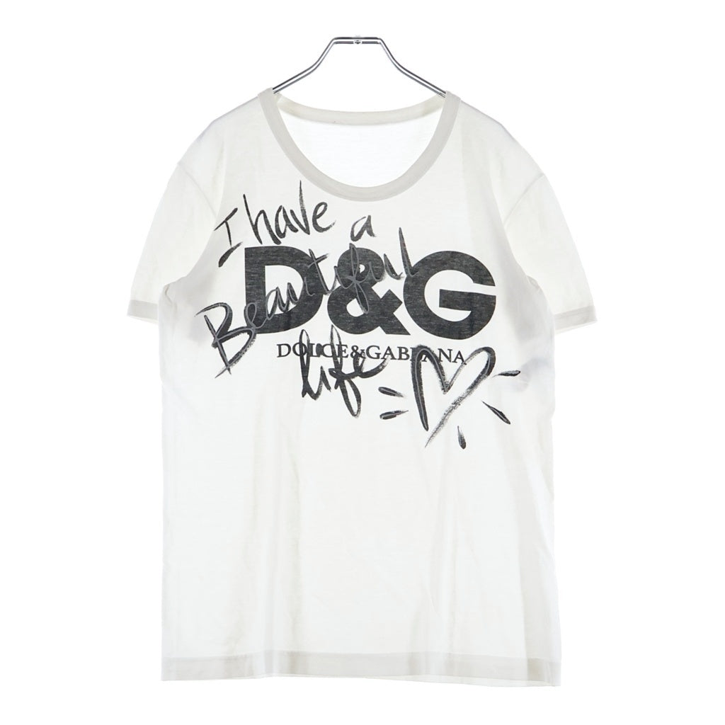 DOLCE & GABBANA(ドルチェアンドガッバーナ) ライティングロゴ 半袖Tシャツ カットソー コットン ホワイト レディース