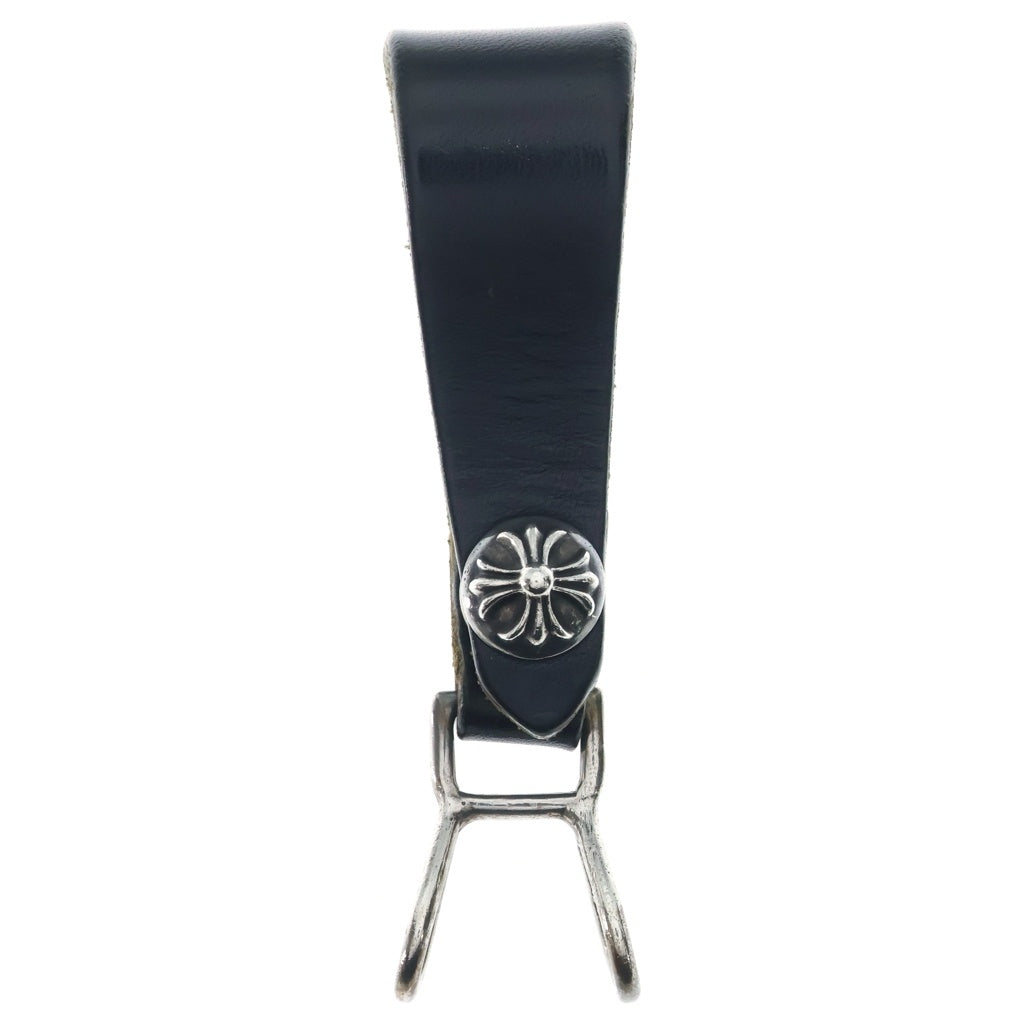 CHROME HEARTS(クロムハーツ) BELT LOOP クロスボールボタンレザーベルトループ シルバー/ブラック BCA397