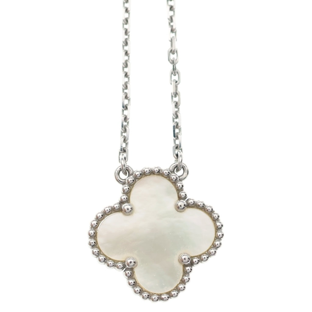 Van Cleef & Arpels(ヴァンクリーフアンドアーペル) ヴィンテージアルハンブラ ネックレス マザーオブパール ホワイトゴールド Au750 K18 WG VCARF48700 レディース