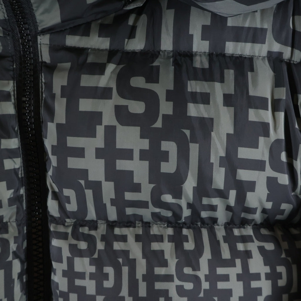 DIESEL(ディーゼル) フード付き総柄ダウンジャケット カーキ×ブラック A09093