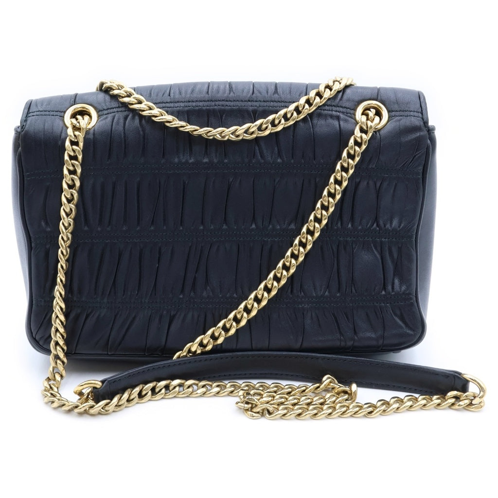 PRADA(プラダ) ナッパ ゴーフル ラムスキンチェーンショルダーバッグ ブラック 1BD140 レディース