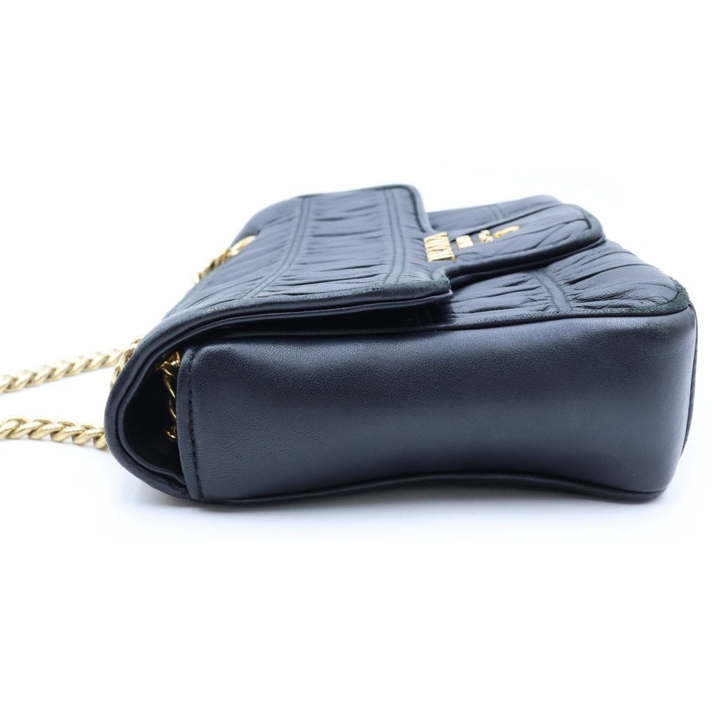 PRADA(プラダ) ナッパ ゴーフル ラムスキンチェーンショルダーバッグ ブラック 1BD140 レディース