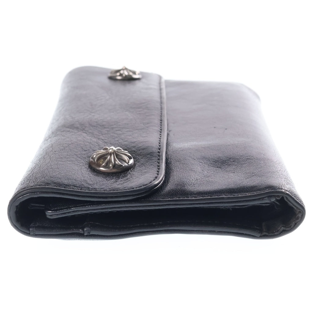 CHROME HEARTS(クロムハーツ) WAVE CROSS BALL ウェーブ クロスボールボタンレザーウォレット 長財布 カードケース ブラック