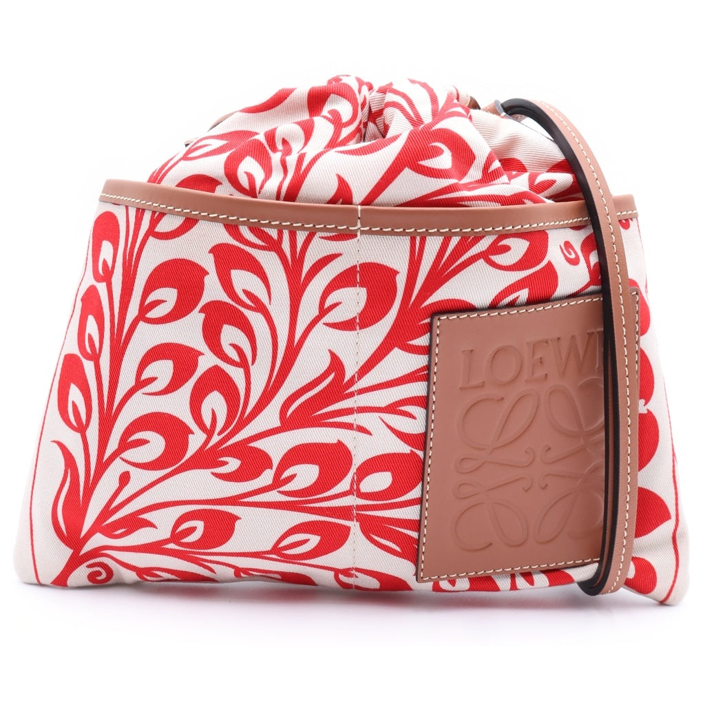 LOEWE(ロエベ) ウィリアムドモーガン ドローストリングバッグ ショルダーバッグ ベージュ×レッド レザー レディース