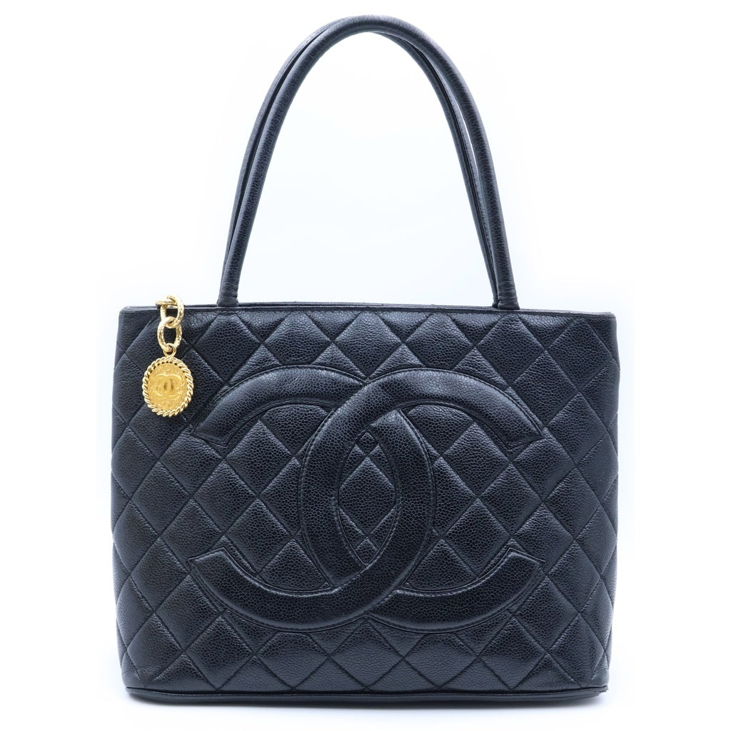 CHANEL(シャネル) 復刻トートバッグ ブラック キャビアスキン ゴールド金具 レディース