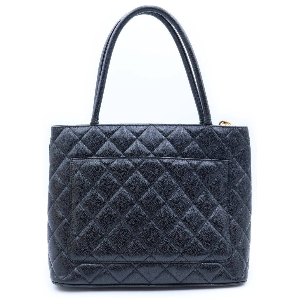 CHANEL(シャネル) 復刻トートバッグ ブラック キャビアスキン ゴールド金具 レディース