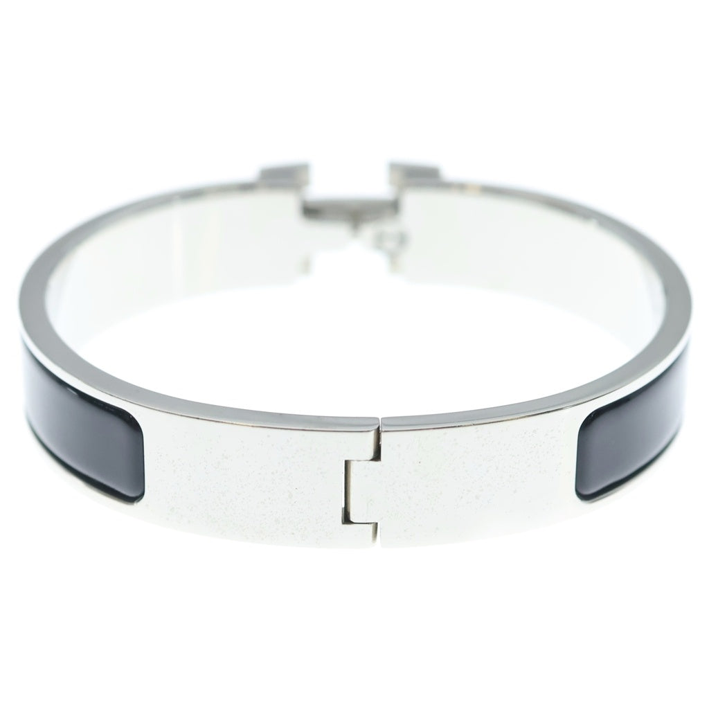 HERMES(エルメス) Hクリック バングル ブレスレット ブラック×シルバー シルバー金具 レディース