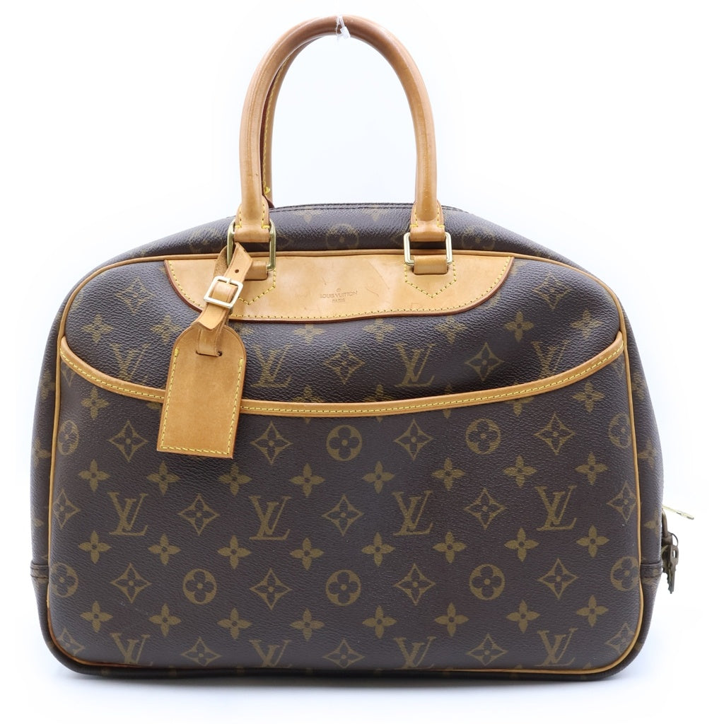 LOUIS VUITTON(ルイヴィトン) モノグラム ドーヴィル ハンドバッグ ブラウン レザー×PVC M47270 ゴールド金具 レディース