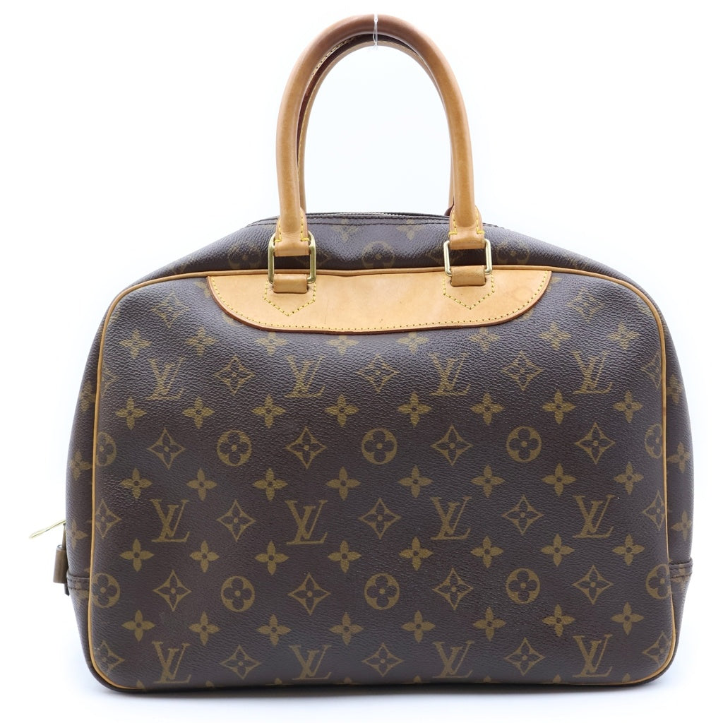 LOUIS VUITTON(ルイヴィトン) モノグラム ドーヴィル ハンドバッグ ブラウン レザー×PVC M47270 ゴールド金具 レディース