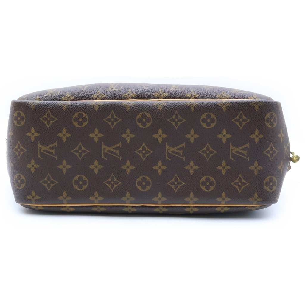 LOUIS VUITTON(ルイヴィトン) モノグラム ドーヴィル ハンドバッグ ブラウン レザー×PVC M47270 ゴールド金具 レディース