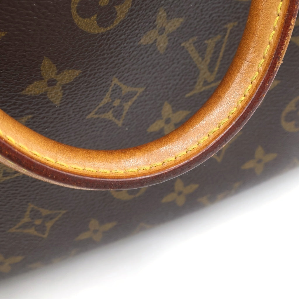 LOUIS VUITTON(ルイヴィトン) モノグラム ドーヴィル ハンドバッグ ブラウン レザー×PVC M47270 ゴールド金具 レディース