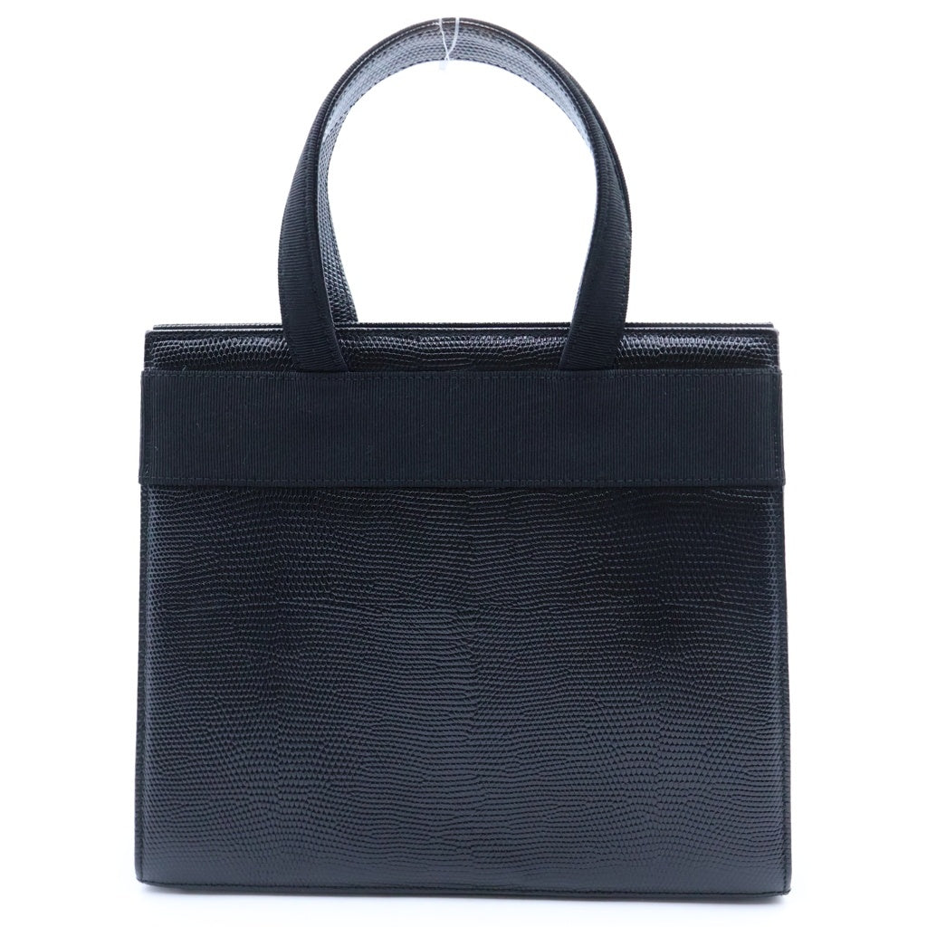 Salvatore Ferragamo(サルヴァトーレ フェラガモ) ヴァラリボン 型押しレザー 2WAY ハンド ショルダーバッグ ゴールド金具 ブラック レディース