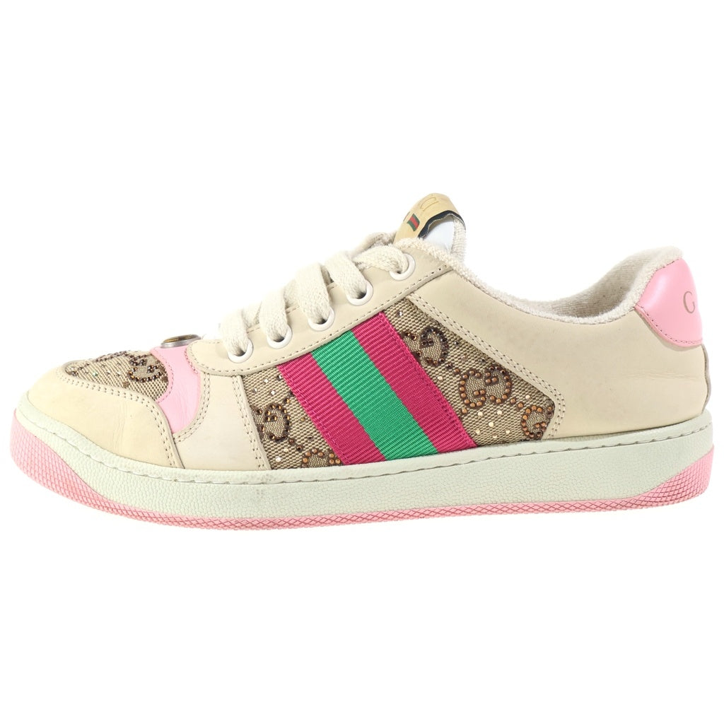 GUCCI(グッチ) GGクリスタル ローカットスニーカー ベージュ×ピンク スエード 677423 9SFR0 2587 レディース