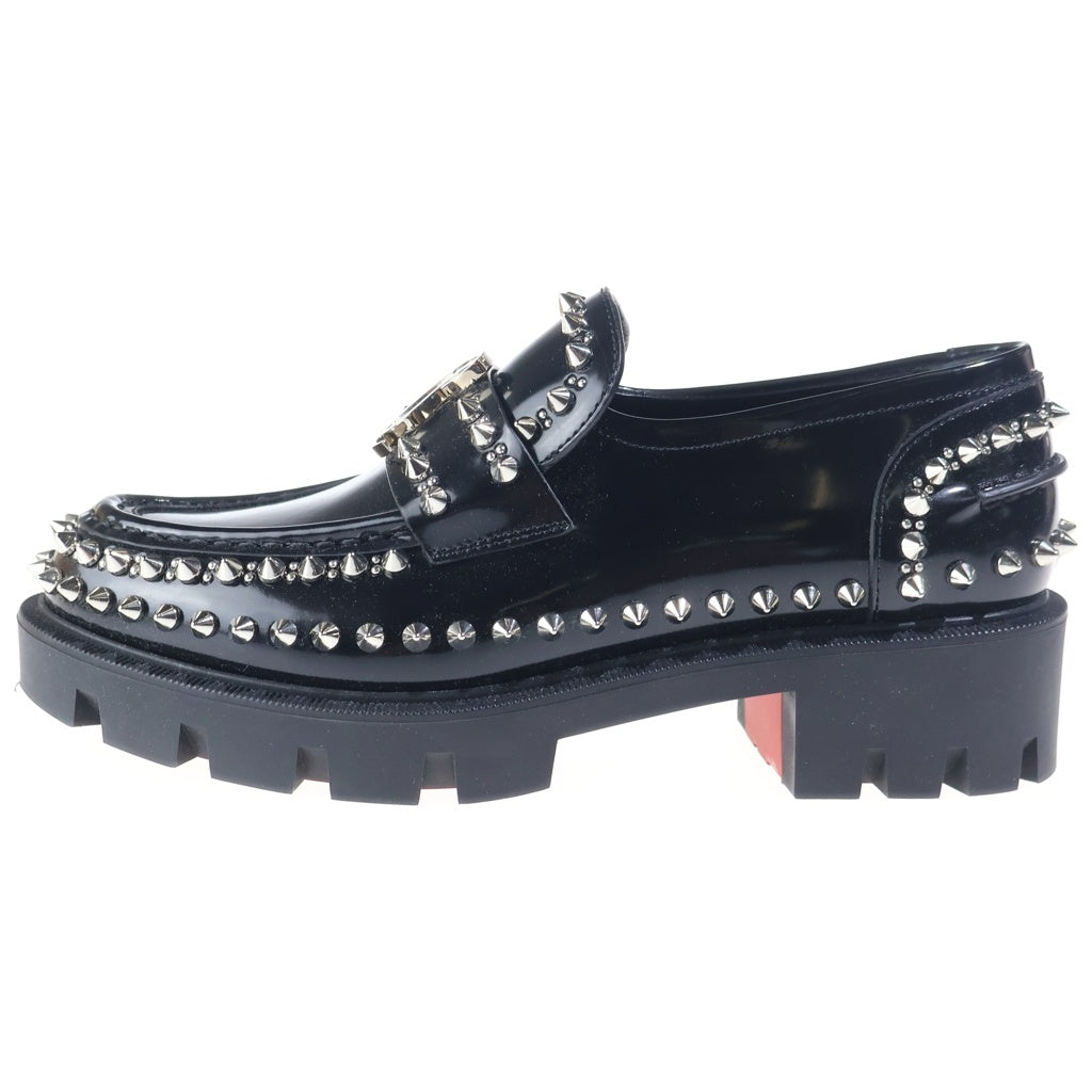 CHRISTIAN LOUBOUTIN(クリスチャンルブタン) MOC LUG SPIKBS FLAT スパイクスタッズ ローファー レザーシューズ ブラック レディース