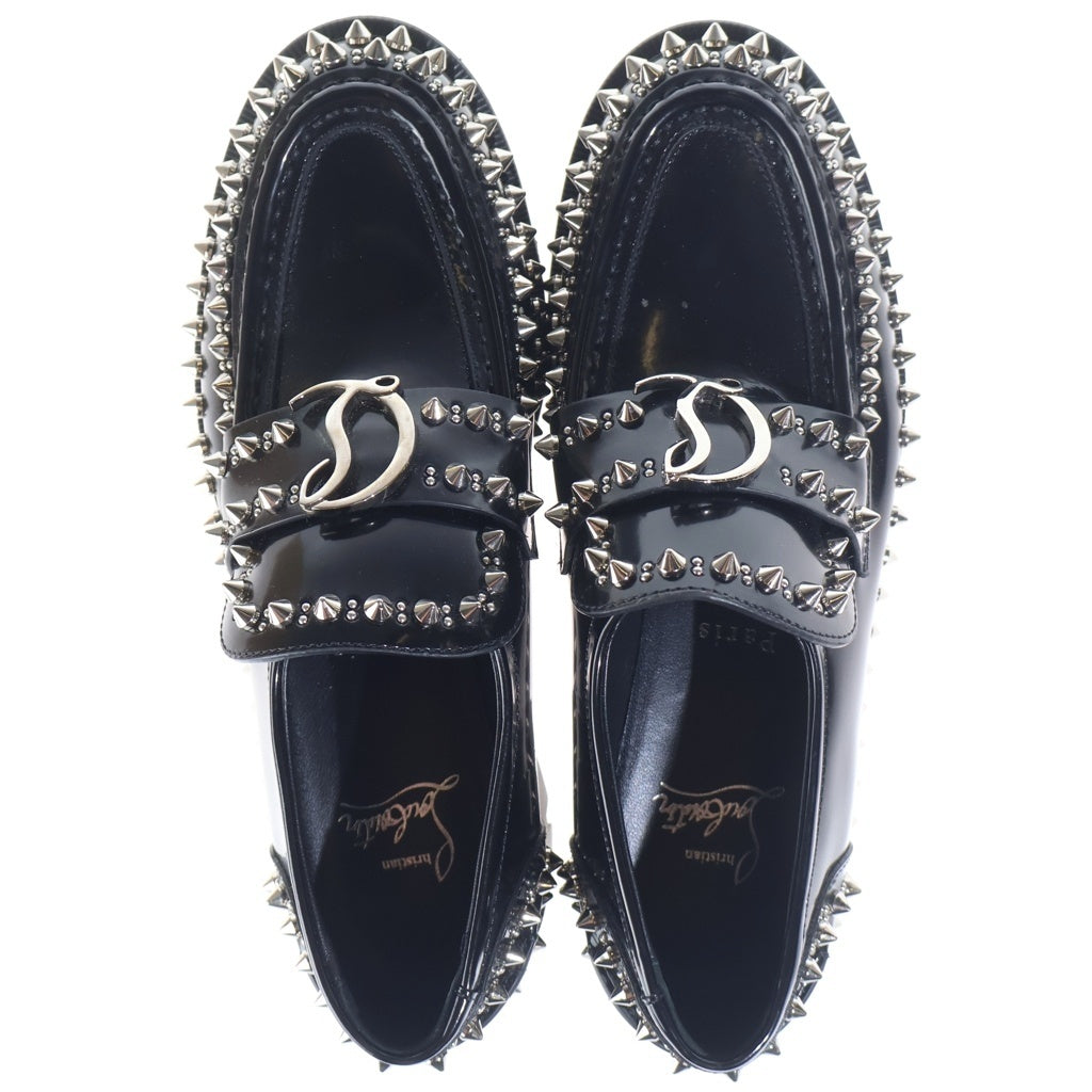CHRISTIAN LOUBOUTIN(クリスチャンルブタン) MOC LUG SPIKBS FLAT スパイクスタッズ ローファー レザーシューズ ブラック レディース