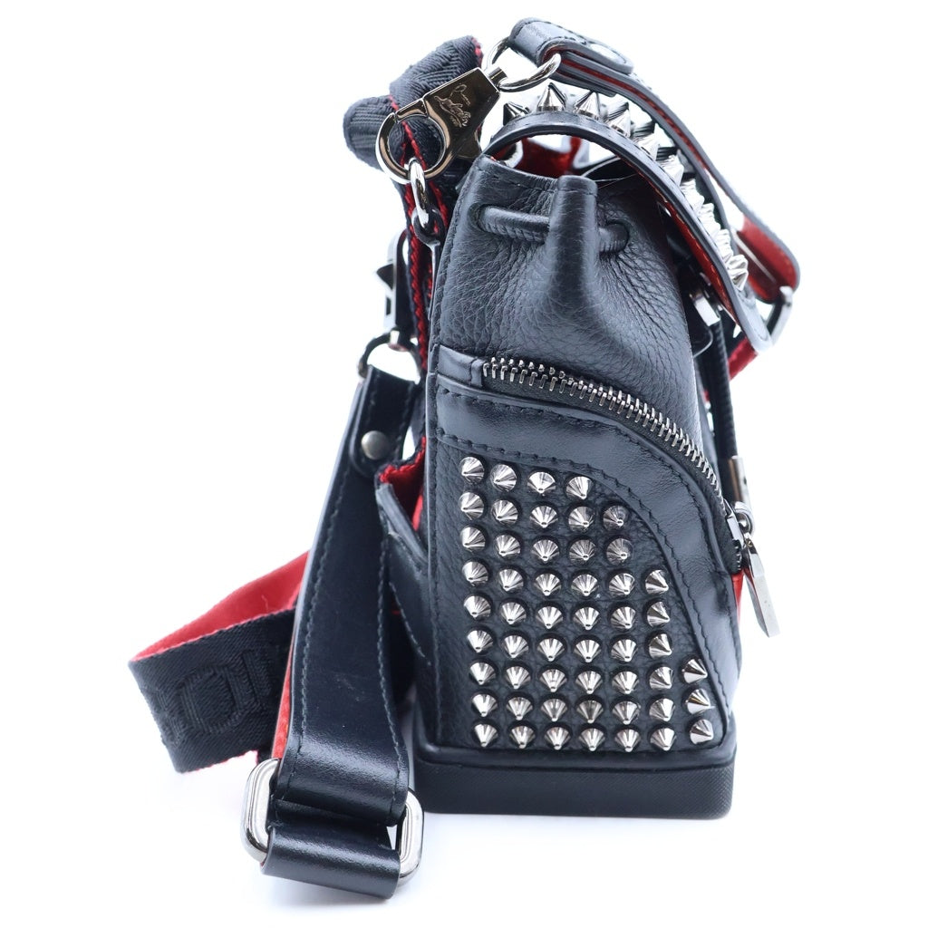 CHRISTIAN LOUBOUTIN(クリスチャンルブタン) ファンクスタッズ エクスプローラー ポーチ リュック ブラック×レッド レディース