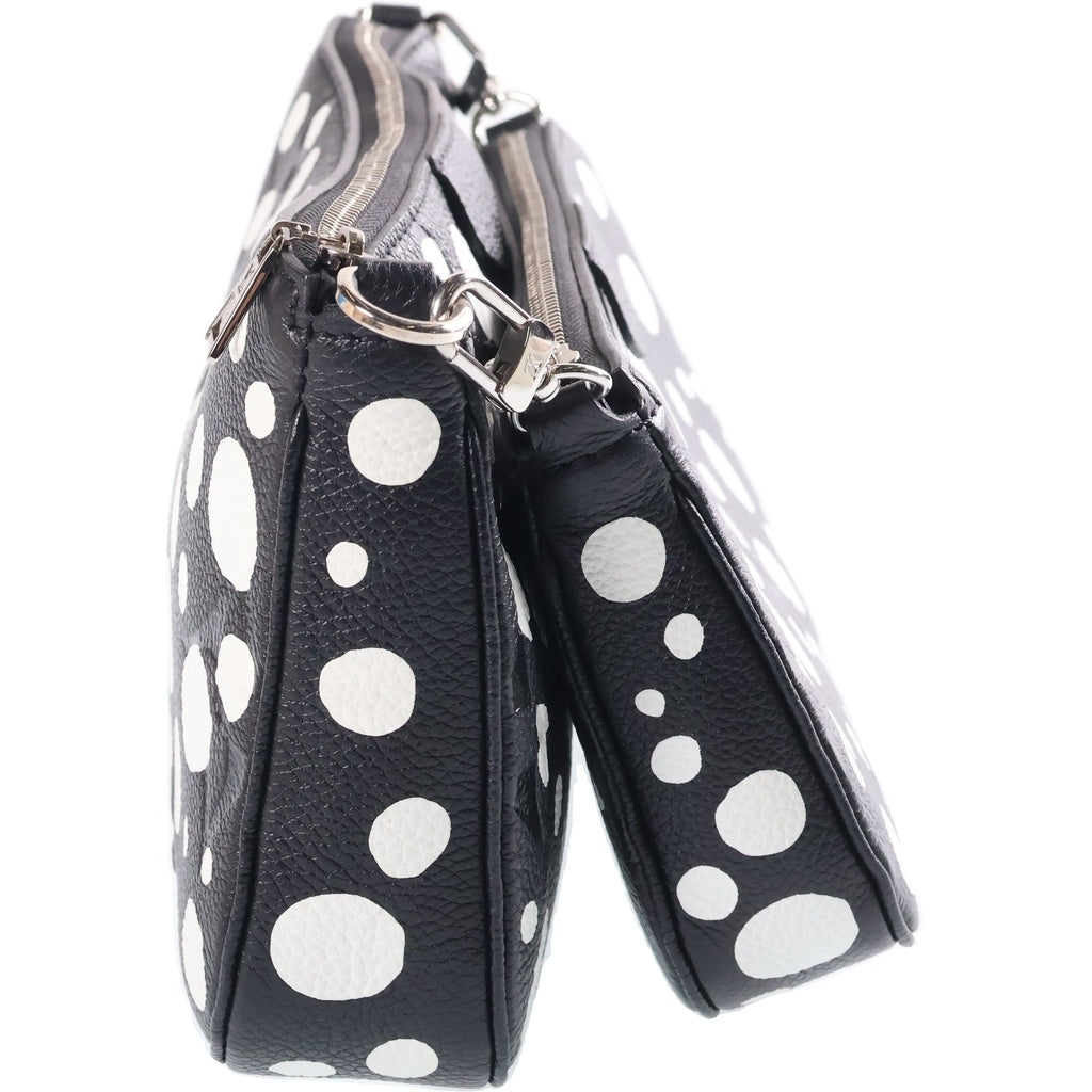 LOUIS VUITTON(ルイヴィトン) LV×YK ミュルティ ポシェット アクセソワール ショルダーバッグ 草間彌生コラボ モノグラム アンプラント レザー ブラック/ホワイト M46410 レディース