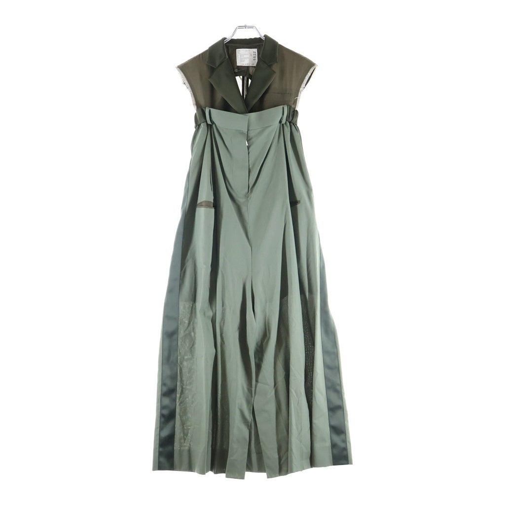 Sacai(サカイ) Suiting Dress スーチングドレス ドッキング バックギャザー ワンピース カーキ グリーン 21-05522 レディース