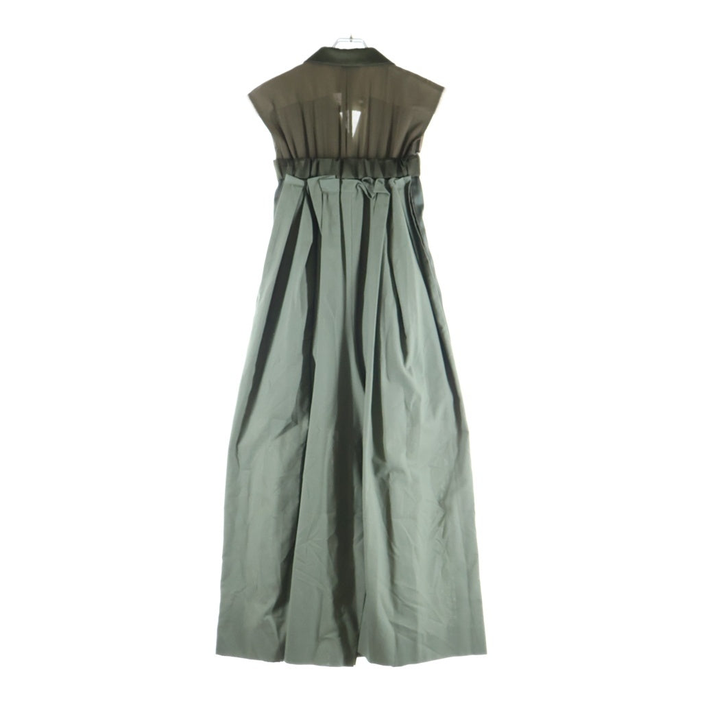 Sacai(サカイ) Suiting Dress スーチングドレス ドッキング バックギャザー ワンピース カーキ グリーン 21-05522 レディース