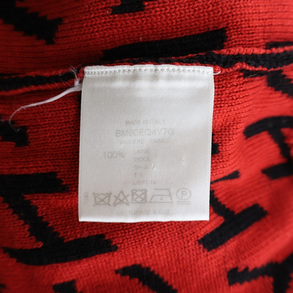 GIVENCHY(ジバンシィ) 総柄ロゴクルーネックニットセーター ブラック×レッド BM90EQ4Y7G