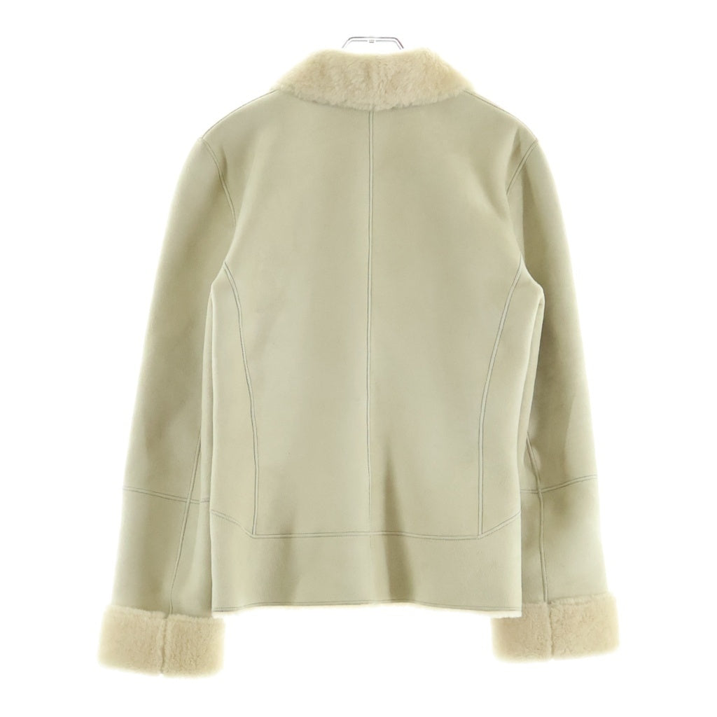 LOEWE(ロエベ) ムートン シアリング スエードレザー 2B ショールカラー テーラード ジャケット アイボリー レディース