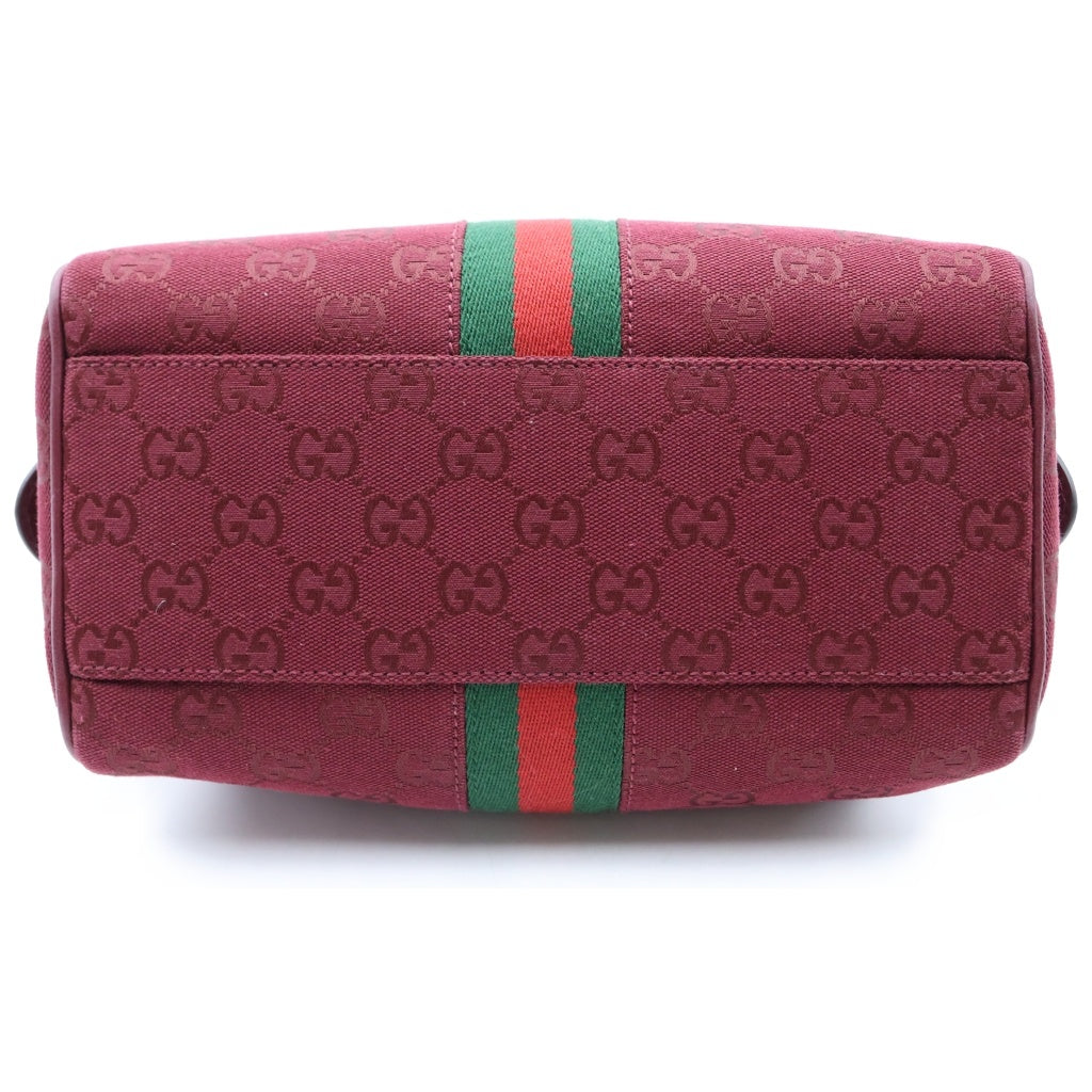 GUCCI(グッチ) オフィディア ミニボストンバッグ ハンドバッグ レッド レザー×キャンバス 772061 レディース